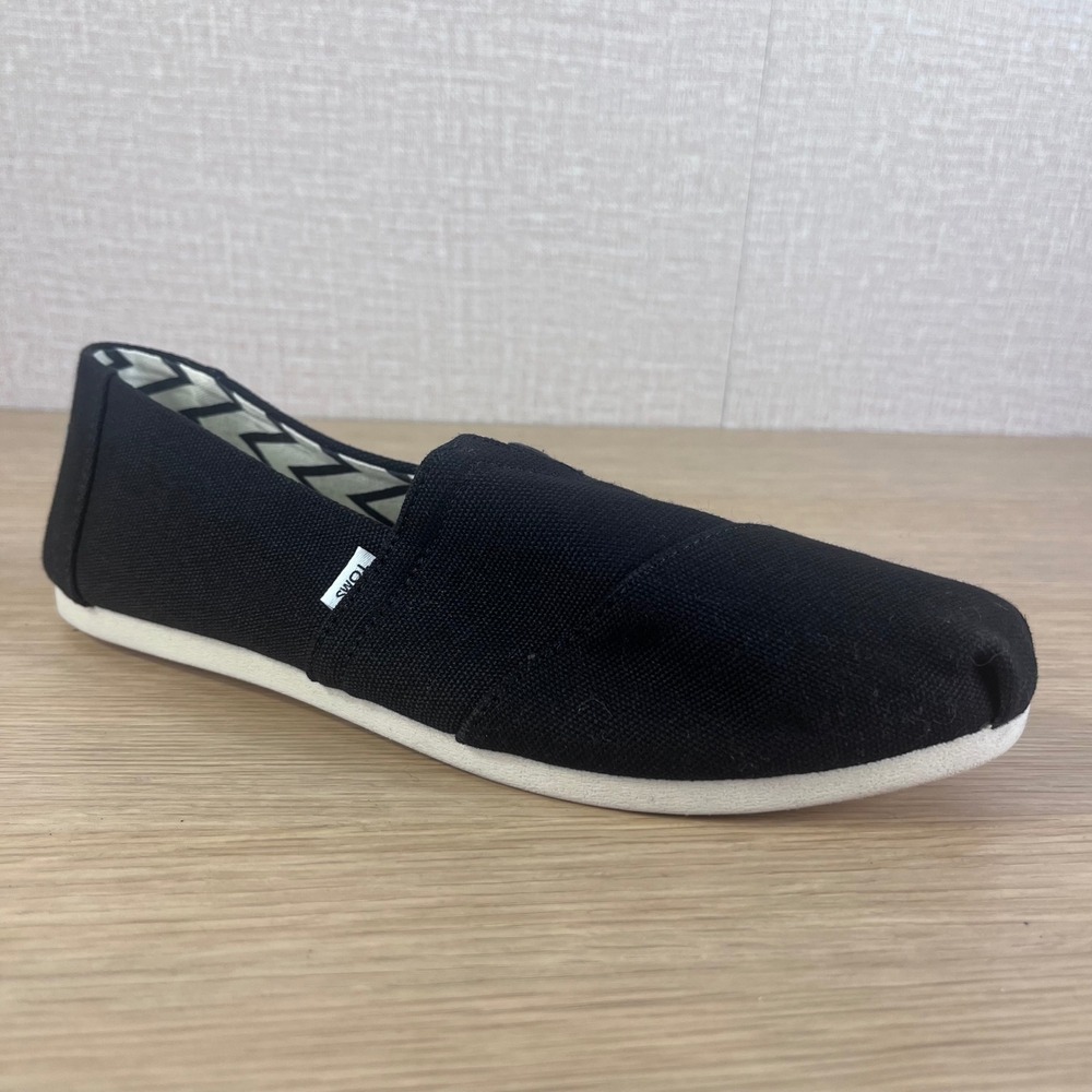 TOMS Womens Alpargata Black Recycled Cotton Canvas Slip On Shoes 10017732 Size 9